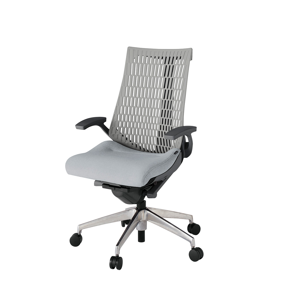 アクト2 KJ445SA-ZDT7T6 エラストマバック テクスチャード 固定肘 ナイロンキャスター[ ベースカラー: ZD 張地カラー: T7T6 / ホワイトグレー  ]