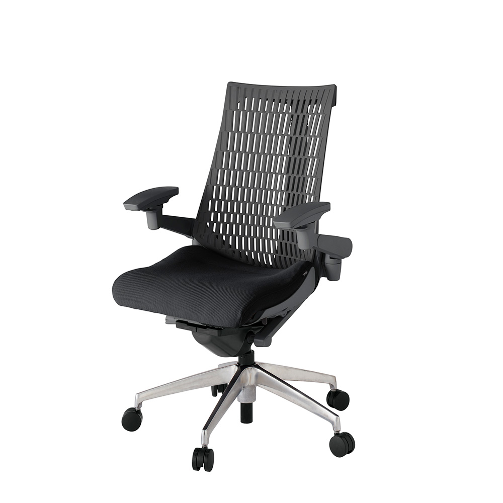 アクト2 KJ447PS-ZDT1W2 エラストマバック プレーン 可動肘 ナイロンキャスター[ ベースカラー: ZD 張地カラー: T1 / ブラック  ]