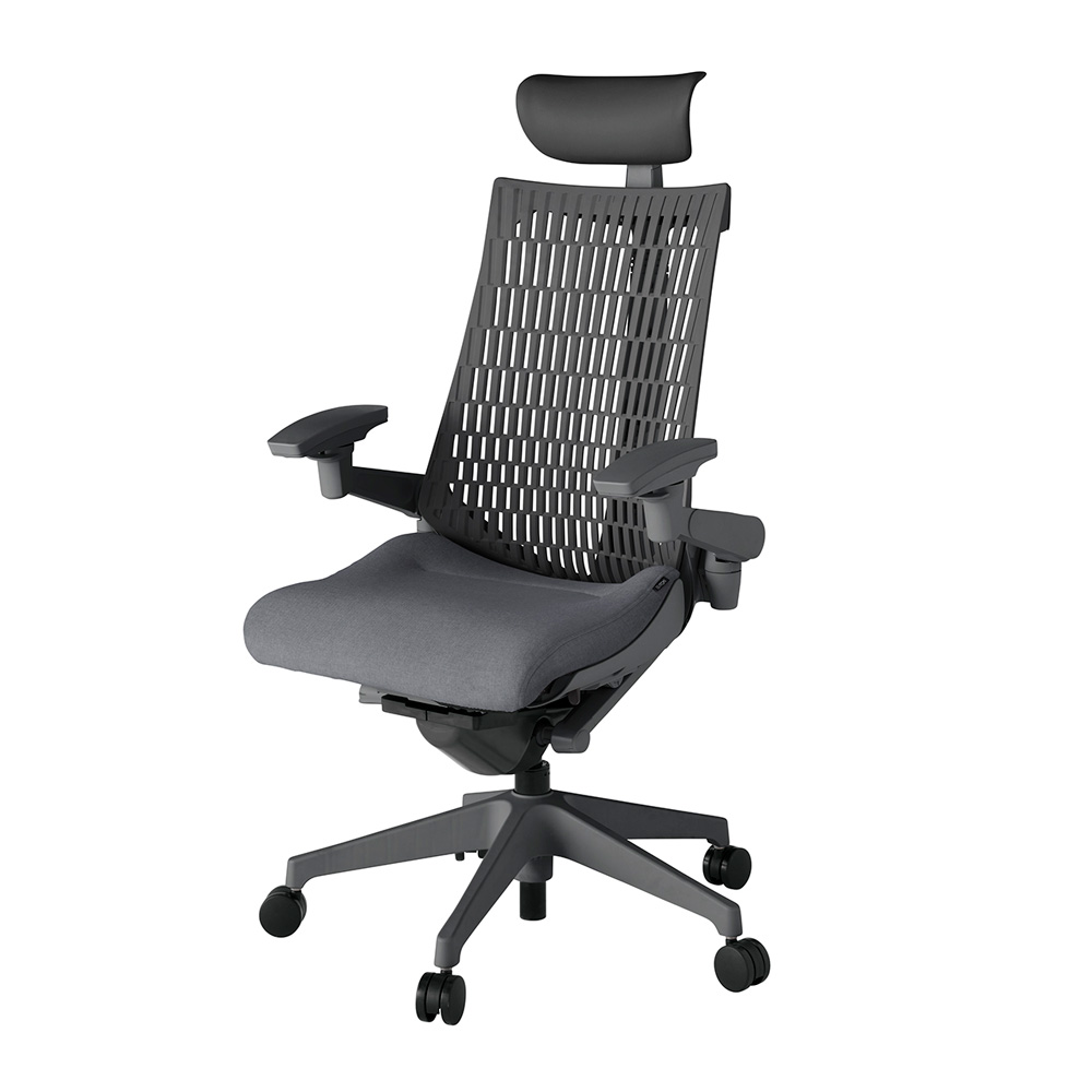 アクト2 KJ447SAFW2T3W2 エラストマバック テクスチャード 可動肘 ヘッドサポート ( ビニール ) ナイロンキャスター[ ベースカラー: W2 張地カラー: T3W2 / ダークグレー  ]