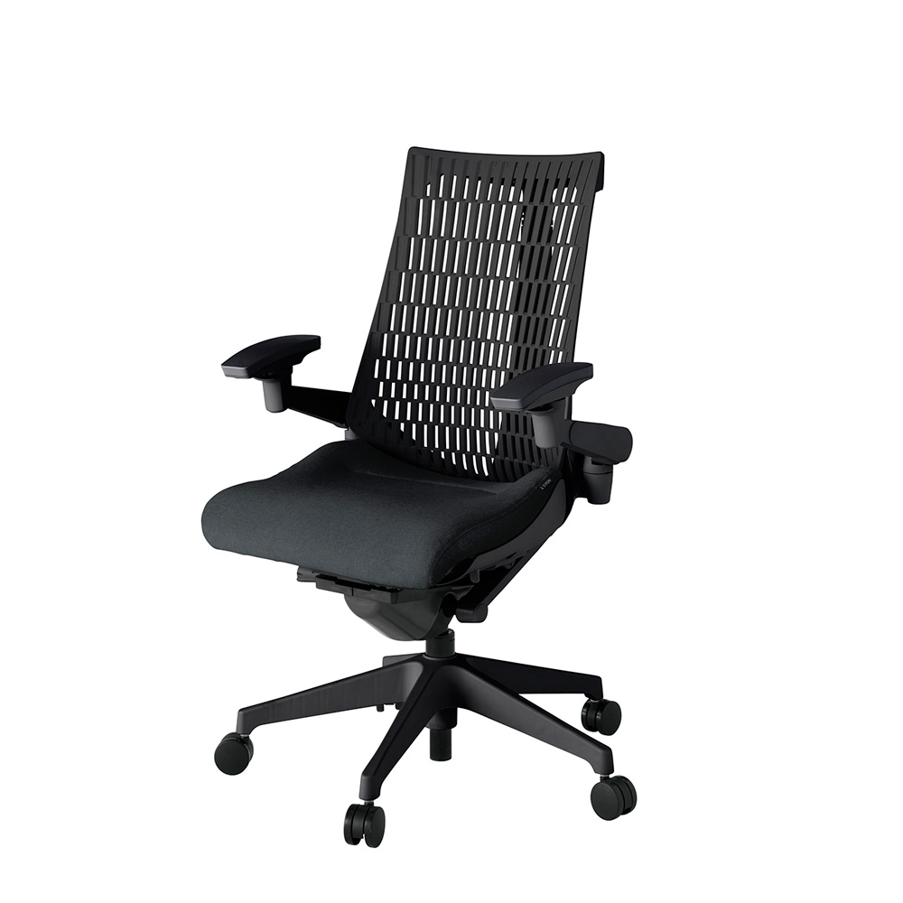アクト2 KJ447SA-T1T1T1 エラストマバック テクスチャード 可動肘 ナイロンキャスター[ ベースカラー: T1 張地カラー: T1T1 / ブラック  ]