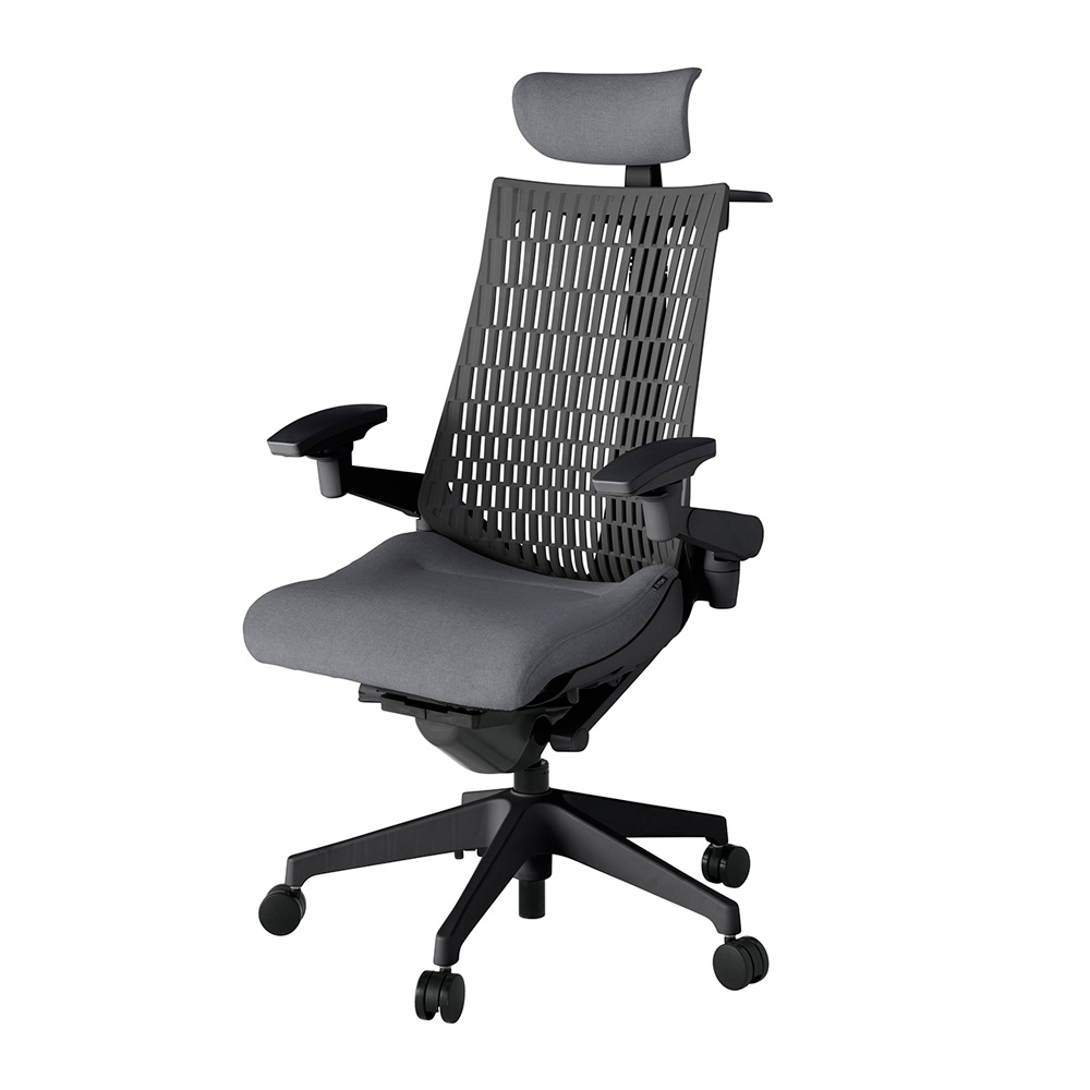 アクト2 KJ447SAXT1T3W2 エラストマバック テクスチャード 可動肘 ヘッドサポート ( クロス ) ハンガー ナイロンキャスター[ ベースカラー: T1 張地カラー: T3W2 / ダークグレー  ]