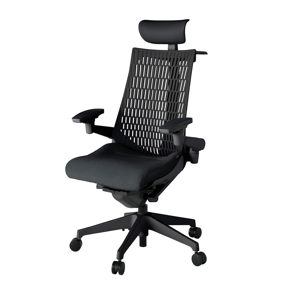 アクト2 KJ447SAYT1T1T1 エラストマバック テクスチャード 可動肘 ヘッドサポート ( ビニール ) ハンガー ナイロンキャスター[ ベースカラー: T1 張地カラー: T1T1 / ブラック  ]