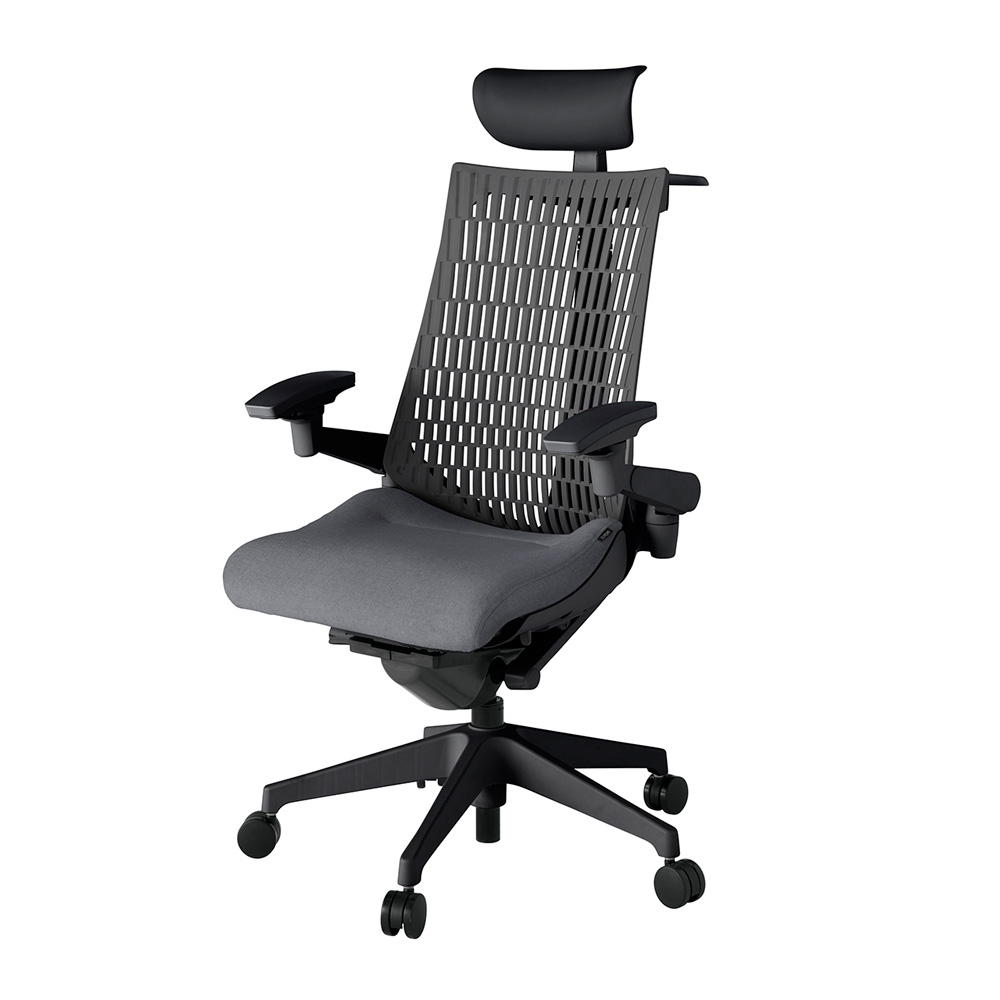 アクト2 KJ447SAYT1T3W2 エラストマバック テクスチャード 可動肘 ヘッドサポート ( ビニール ) ハンガー ナイロンキャスター[ ベースカラー: T1 張地カラー: T3W2 / ダークグレー  ]