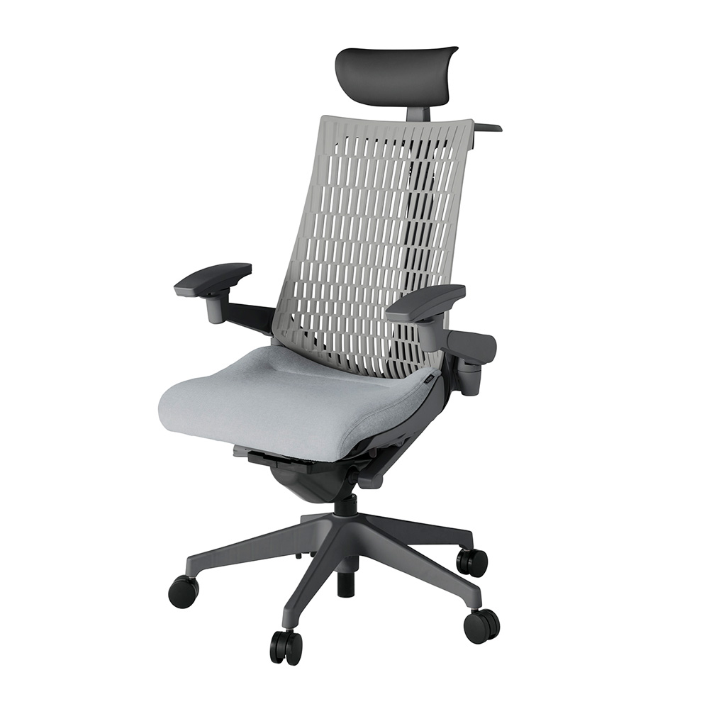 アクト2 KJ447SAYW2T7T6 エラストマバック テクスチャード 可動肘 ヘッドサポート ( ビニール ) ハンガー ナイロンキャスター[ ベースカラー: W2 張地カラー: T7T6 / ホワイトグレー  ]