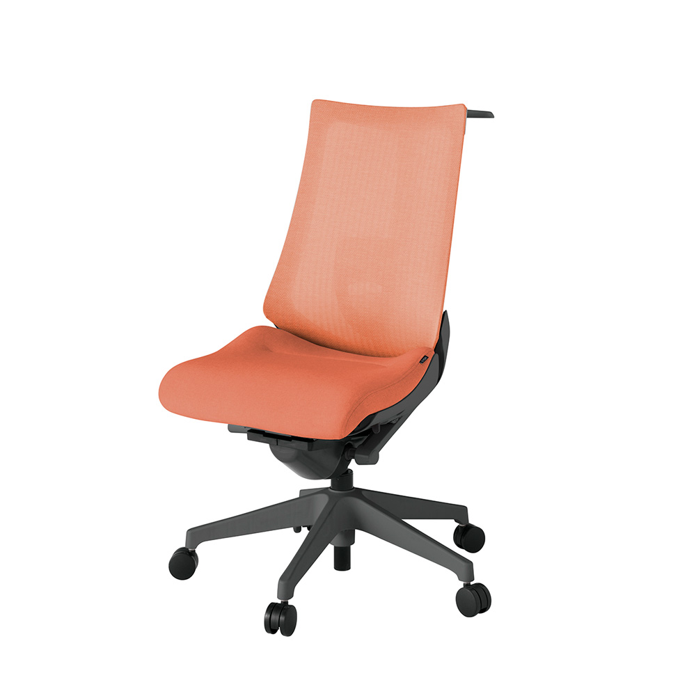 アクト2 KJ-450JEH-W2D4 メッシュバック テクスチャード ランバーサポート ハンガーナイロンキャスター[ ベースカラー: W2 張地カラー: D4 / パーシモオレンジ  ]