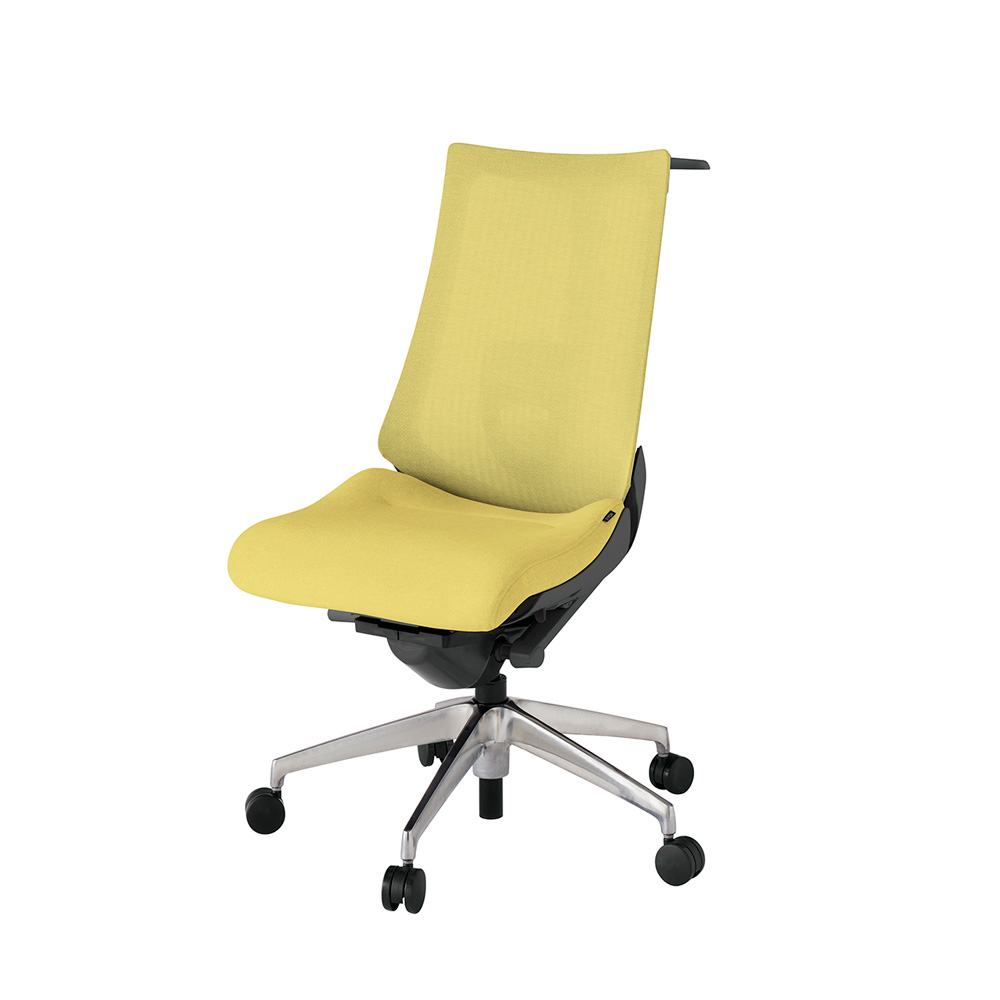 アクト2 KJ-450JEH-ZDU6 メッシュバック テクスチャード ランバーサポート ハンガーナイロンキャスター[ ベースカラー: ZD 張地カラー: U6 / カナリアイエロー  ]