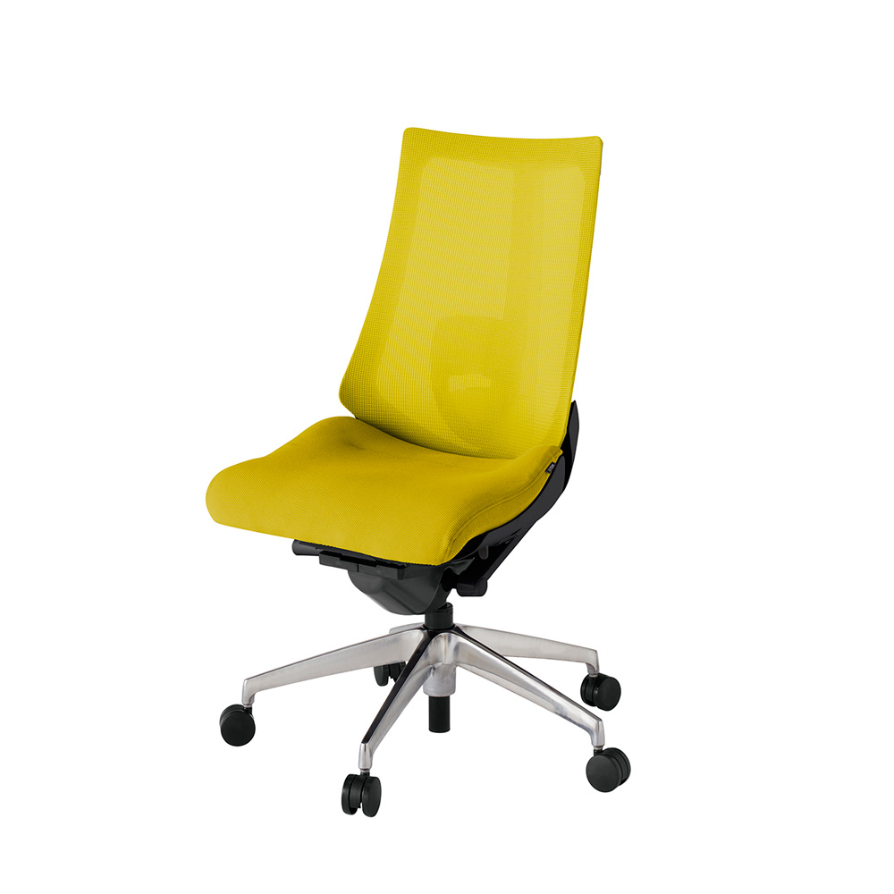 アクト2 KJ-450JV-ZTU5 メッシュバック プレーン ランバーサポート ナイロンキャスター[ ベースカラー: ZT 張地カラー: U5 / ストロングイエロー  ]