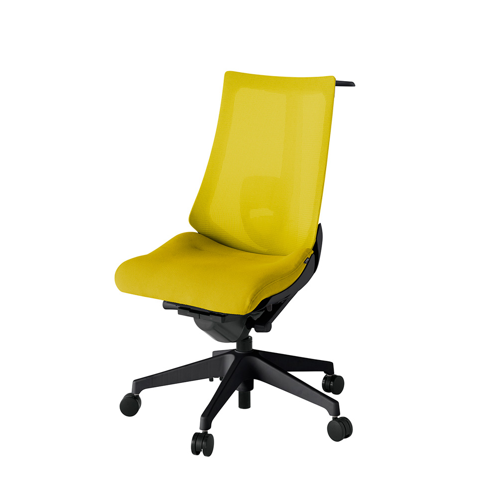 アクト2 KJ-450JVH-T1U5 メッシュバック プレーン ランバーサポート ハンガーナイロンキャスター[ ベースカラー: T1 張地カラー: U5 / ストロングイエロー  ]