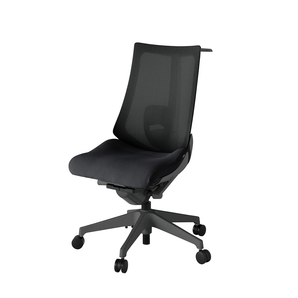 アクト2 KJ-450JVH-W2T1 メッシュバック プレーン ランバーサポート ハンガーナイロンキャスター[ ベースカラー: W2 張地カラー: T1 / ブラック  ]