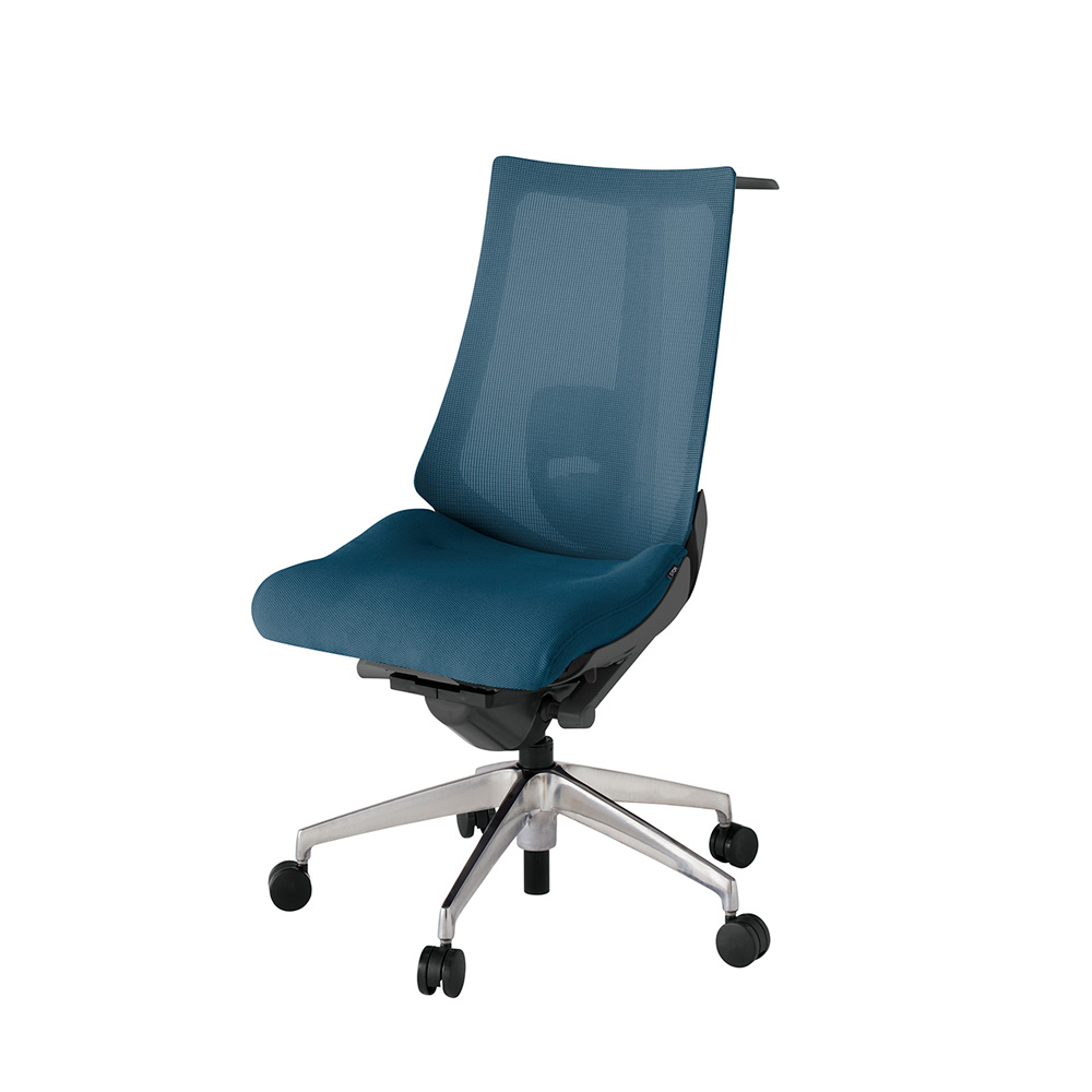 アクト2 KJ-450JVH-ZDN3 メッシュバック プレーン ランバーサポート ハンガーナイロンキャスター[ ベースカラー: ZD 張地カラー: N3 / ライトインディゴ  ]