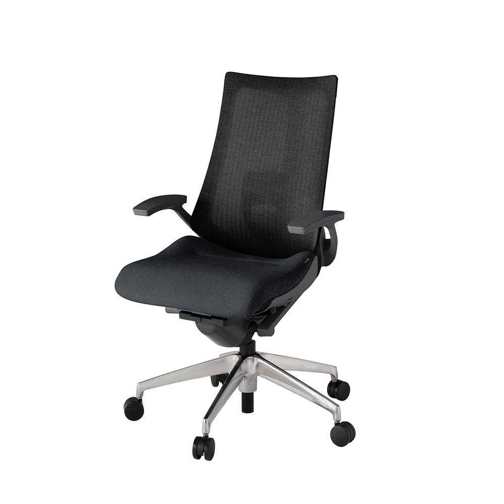 アクト2 KJ-455JE-ZDT1 メッシュバック テクスチャード ランバーサポート 固定肘 ナイロンキャスター[ ベースカラー: ZD 張地カラー: T1 / ブラック  ]