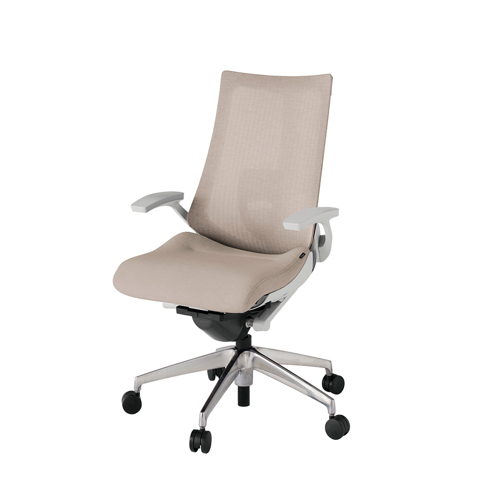 アクト2 KJ-455JE-ZNF6 メッシュバック テクスチャード ランバーサポート 固定肘 ナイロンキャスター[ ベースカラー: ZN 張地カラー: F6 / グレイッシュブラウン  ]