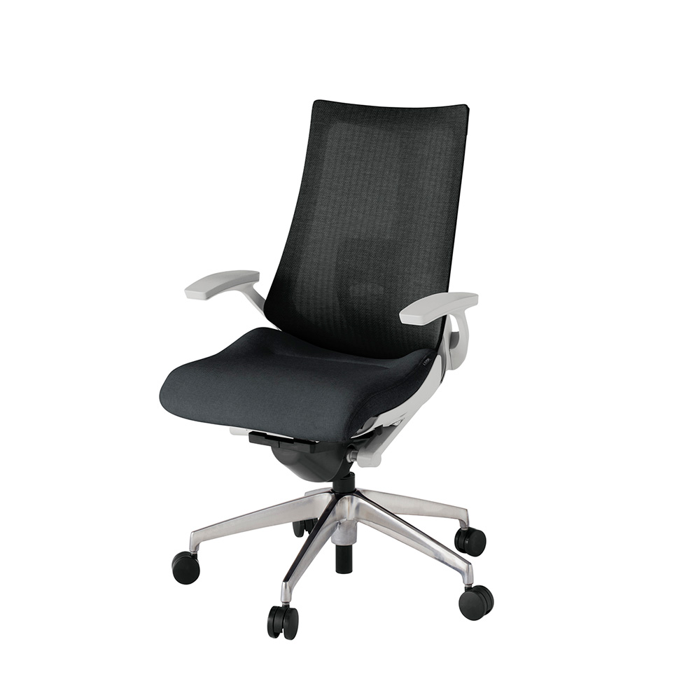 アクト2 KJ-455JE-ZNT1 メッシュバック テクスチャード ランバーサポート 固定肘 ナイロンキャスター[ ベースカラー: ZN 張地カラー: T1 / ブラック  ]