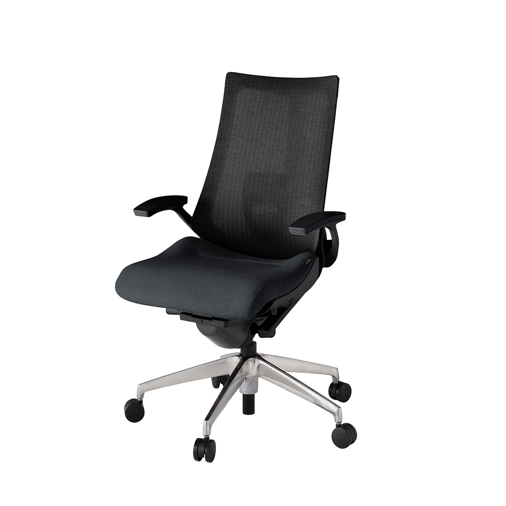 アクト2 KJ-455JE-ZTT1 メッシュバック テクスチャード ランバーサポート 固定肘 ナイロンキャスター[ ベースカラー: ZT 張地カラー: T1 / ブラック  ]