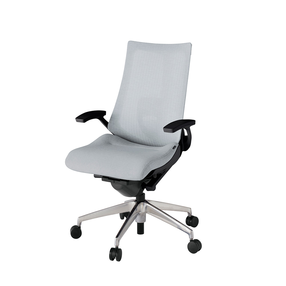 アクト2 KJ-455JE-ZTT7 メッシュバック テクスチャード ランバーサポート 固定肘 ナイロンキャスター[ ベースカラー: ZT 張地カラー: T7 / ホワイトグレー  ]