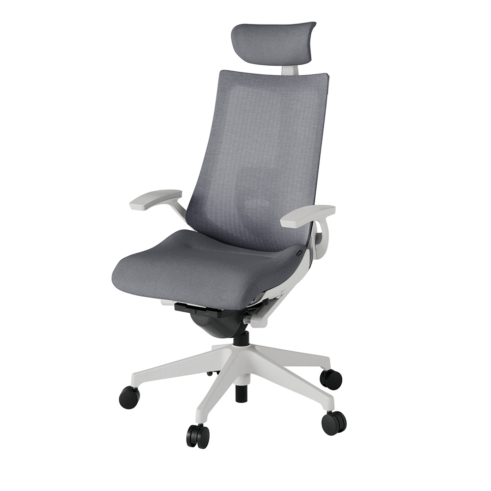 アクト2 KJ-455JEE-GNT3 メッシュバック テクスチャード ランバーサポート 固定肘 ヘッドサポート ( クロス ) ナイロンキャスター[ ベースカラー: GN 張地カラー: T3 / ダークグレー  ]