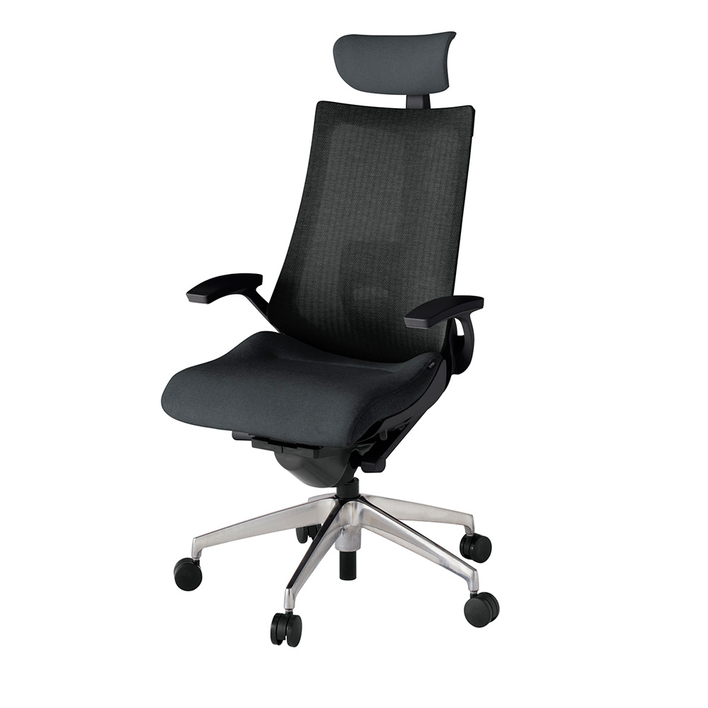 アクト2 KJ-455JEE-ZTT1 メッシュバック テクスチャード ランバーサポート 固定肘 ヘッドサポート ( クロス ) ナイロンキャスター[ ベースカラー: ZT 張地カラー: T1 / ブラック  ]