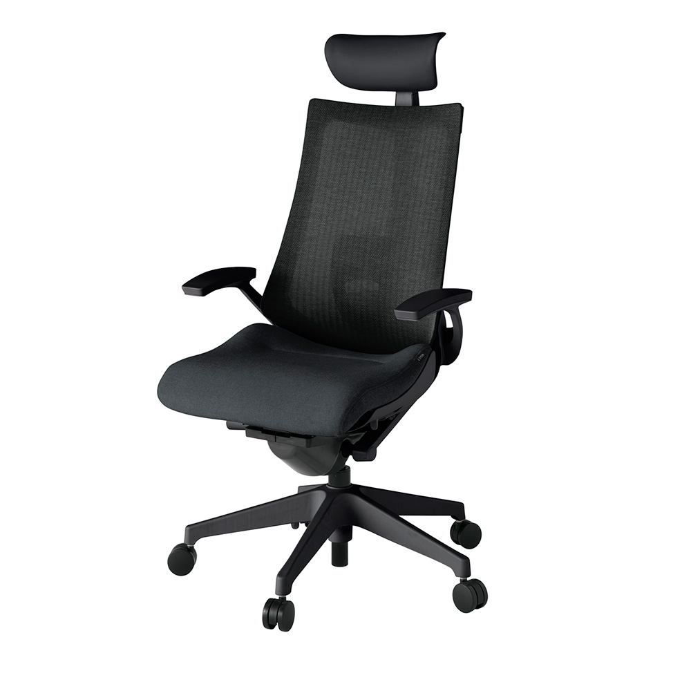 アクト2 KJ-455JEF-T1T1 メッシュバック テクスチャード ランバーサポート 固定肘 ヘッドサポート ( ビニール ) ナイロンキャスター[ ベースカラー: T1 張地カラー: T1 / ブラック  ]