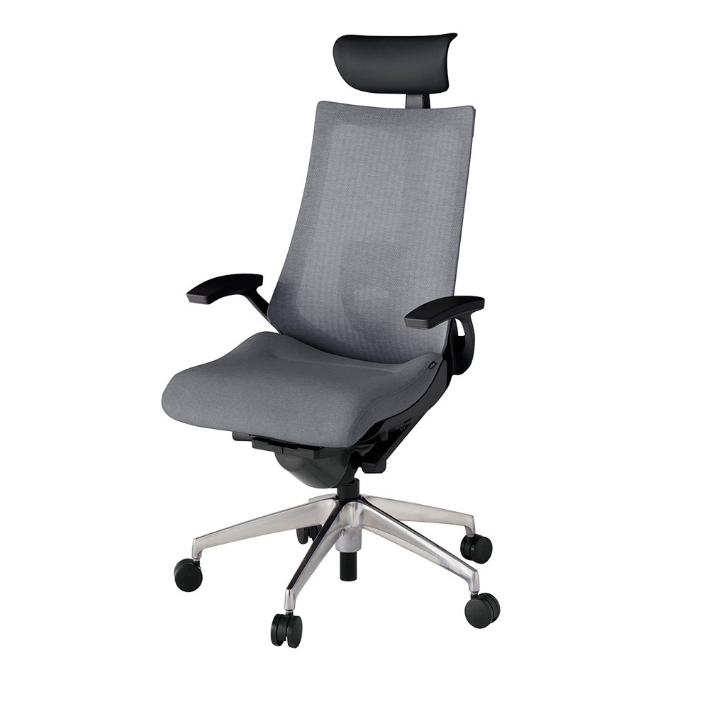 アクト2 KJ-455JEF-ZTT3 メッシュバック テクスチャード ランバーサポート 固定肘 ヘッドサポート ( ビニール ) ナイロンキャスター[ ベースカラー: ZT 張地カラー: T3 / ダークグレー  ]