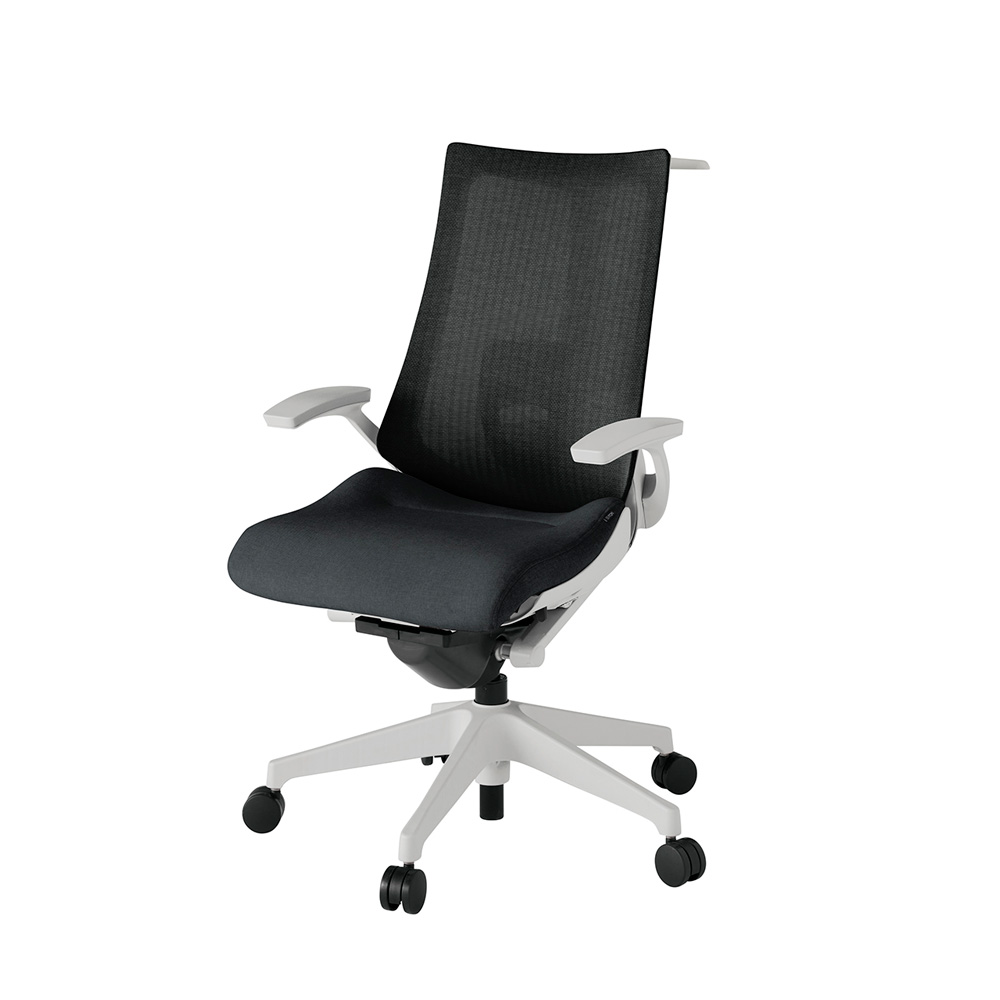 アクト2 KJ-455JEH-GNT1 メッシュバック テクスチャード ランバーサポート 固定肘 ハンガーナイロンキャスター[ ベースカラー: GN 張地カラー: T1 / ブラック  ]