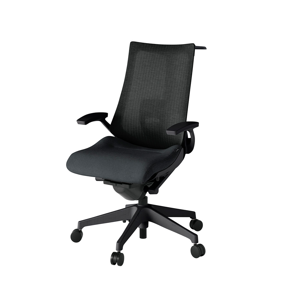 アクト2 KJ-455JEH-T1T1 メッシュバック テクスチャード ランバーサポート 固定肘 ハンガーナイロンキャスター[ ベースカラー: T1 張地カラー: T1 / ブラック  ]