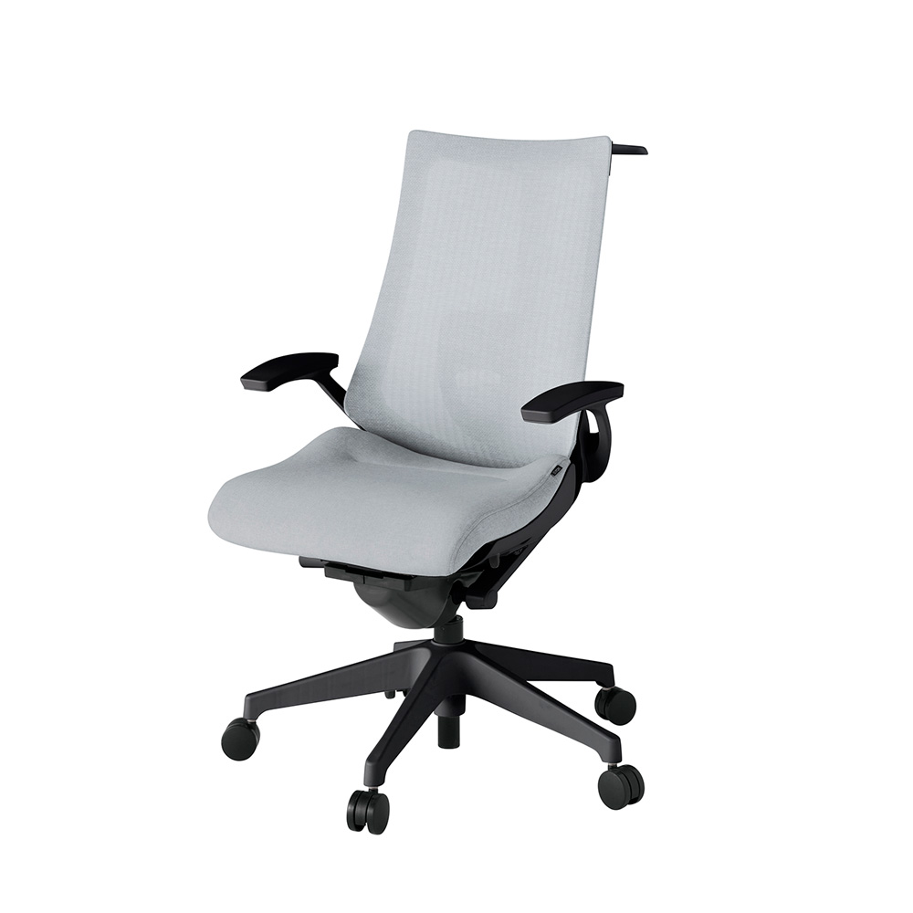 アクト2 KJ-455JEH-T1T7 メッシュバック テクスチャード ランバーサポート 固定肘 ハンガーナイロンキャスター[ ベースカラー: T1 張地カラー: T7 / ホワイトグレー  ]