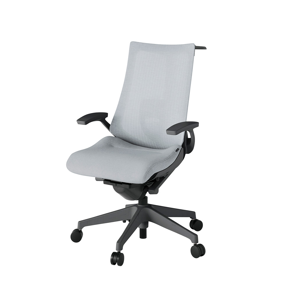 アクト2 KJ-455JEH-W2T7 メッシュバック テクスチャード ランバーサポート 固定肘 ハンガーナイロンキャスター[ ベースカラー: W2 張地カラー: T7 / ホワイトグレー  ]