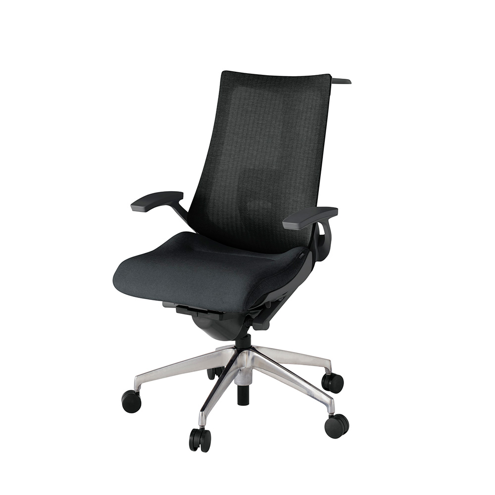 アクト2 KJ-455JEH-ZDT1 メッシュバック テクスチャード ランバーサポート 固定肘 ハンガーナイロンキャスター[ ベースカラー: ZD 張地カラー: T1 / ブラック  ]