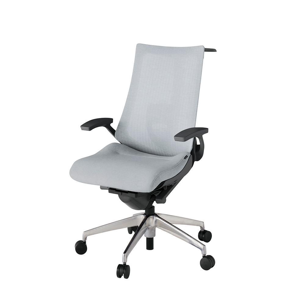 アクト2 KJ-455JEH-ZDT7 メッシュバック テクスチャード ランバーサポート 固定肘 ハンガーナイロンキャスター[ ベースカラー: ZD 張地カラー: T7 / ホワイトグレー  ]