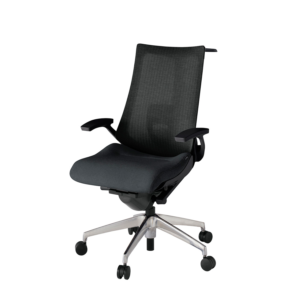 アクト2 KJ-455JEH-ZTT1 メッシュバック テクスチャード ランバーサポート 固定肘 ハンガーナイロンキャスター[ ベースカラー: ZT 張地カラー: T1 / ブラック  ]