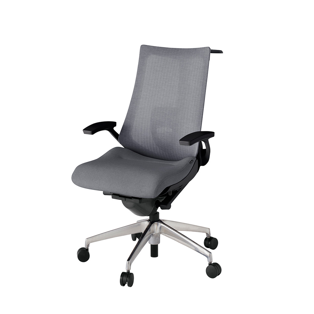 アクト2 KJ-455JEH-ZTT3 メッシュバック テクスチャード ランバーサポート 固定肘 ハンガーナイロンキャスター[ ベースカラー: ZT 張地カラー: T3 / ダークグレー  ]