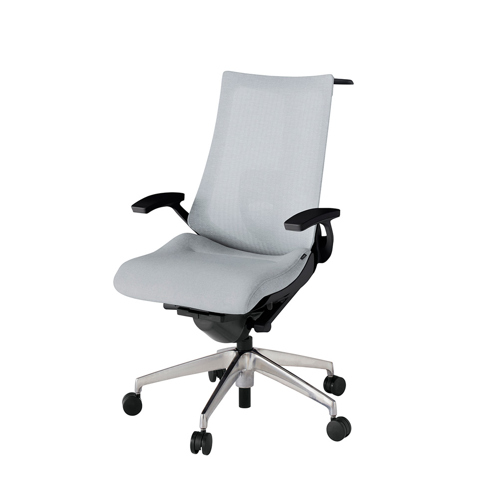 アクト2 KJ-455JEH-ZTT7 メッシュバック テクスチャード ランバーサポート 固定肘 ハンガーナイロンキャスター[ ベースカラー: ZT 張地カラー: T7 / ホワイトグレー  ]