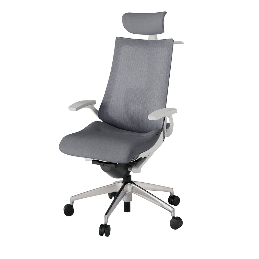 アクト2 KJ-455JEX-ZNT3 メッシュバック テクスチャード ランバーサポート 固定肘 ヘッドサポート ( クロス ) ハンガー ナイロンキャスター[ ベースカラー: ZN 張地カラー: T3 / ダークグレー  ]