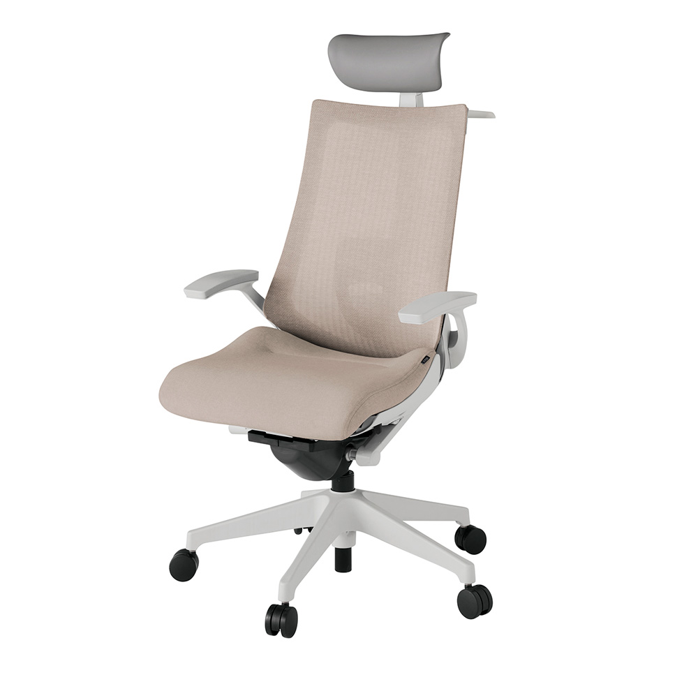 アクト2 KJ-455JEY-GNF6 メッシュバック テクスチャード ランバーサポート 固定肘 ヘッドサポート ( ビニール ) ハンガー ナイロンキャスター[ ベースカラー: GN 張地カラー: F6 / グレイッシュブラウン  ]