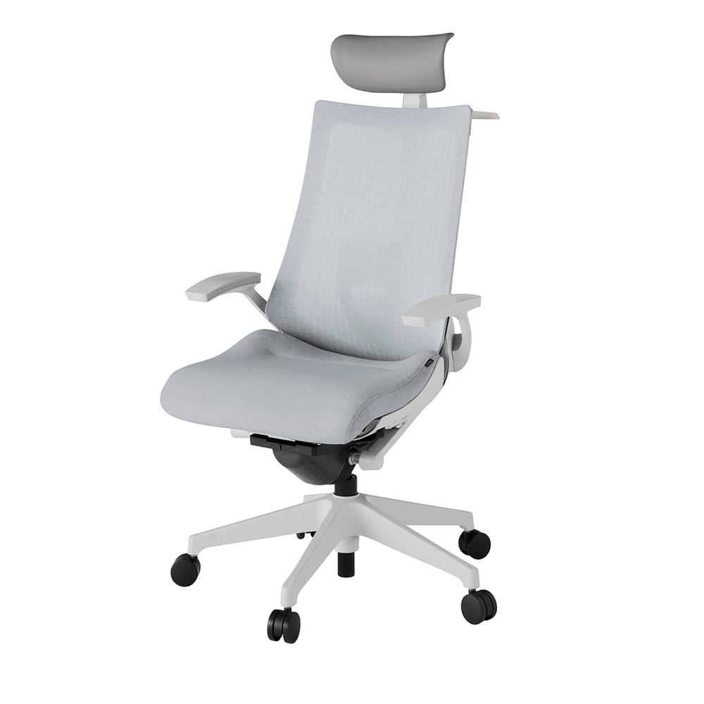 アクト2 KJ-455JEY-GNT7 メッシュバック テクスチャード ランバーサポート 固定肘 ヘッドサポート ( ビニール ) ハンガー ナイロンキャスター[ ベースカラー: GN 張地カラー: T7 / ホワイトグレー  ]