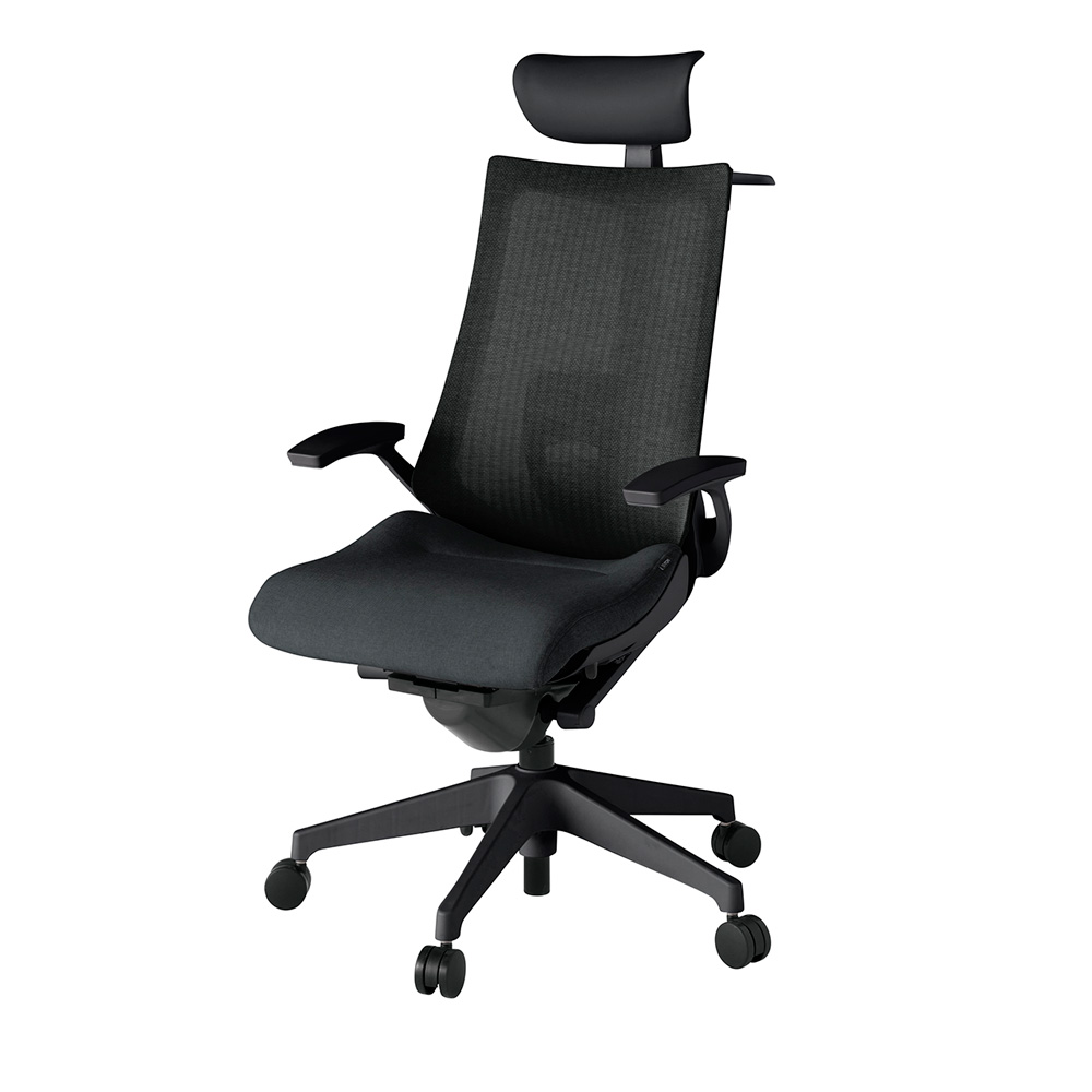 アクト2 KJ-455JEY-T1T1 メッシュバック テクスチャード ランバーサポート 固定肘 ヘッドサポート ( ビニール ) ハンガー ナイロンキャスター[ ベースカラー: T1 張地カラー: T1 / ブラック  ]