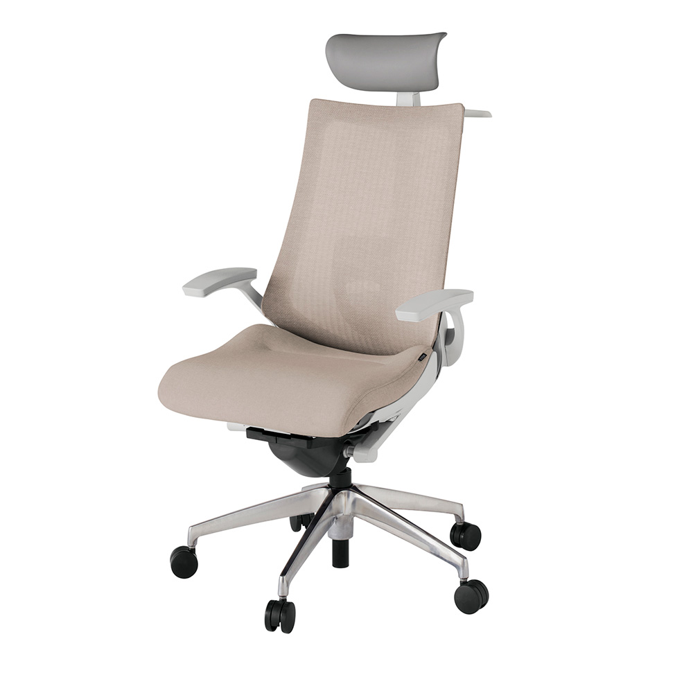 アクト2 KJ-455JEY-ZNF6 メッシュバック テクスチャード ランバーサポート 固定肘 ヘッドサポート ( ビニール ) ハンガー ナイロンキャスター[ ベースカラー: ZN 張地カラー: F6 / グレイッシュブラウン  ]