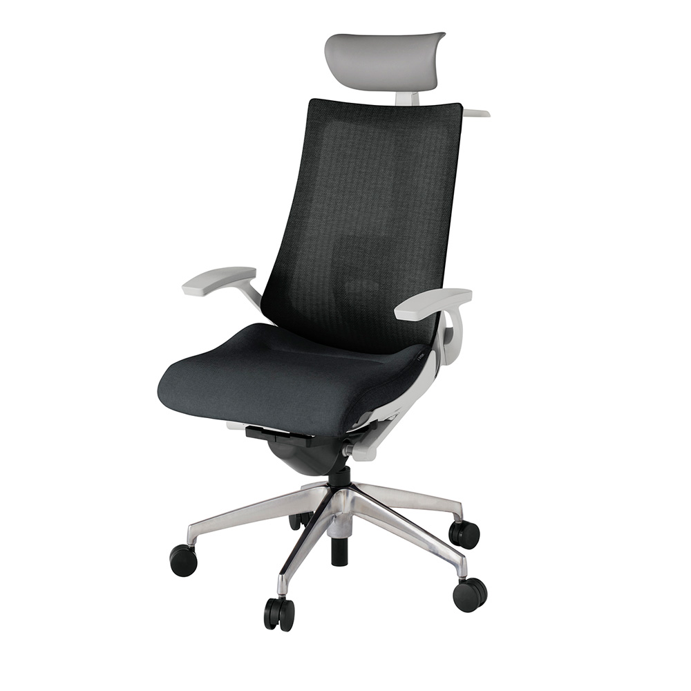 アクト2 KJ-455JEY-ZNT1 メッシュバック テクスチャード ランバーサポート 固定肘 ヘッドサポート ( ビニール ) ハンガー ナイロンキャスター[ ベースカラー: ZN 張地カラー: T1 / ブラック  ]