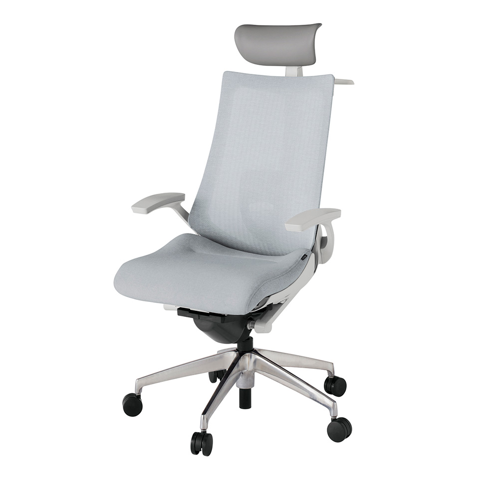 アクト2 KJ-455JEY-ZNT7 メッシュバック テクスチャード ランバーサポート 固定肘 ヘッドサポート ( ビニール ) ハンガー ナイロンキャスター[ ベースカラー: ZN 張地カラー: T7 / ホワイトグレー  ]