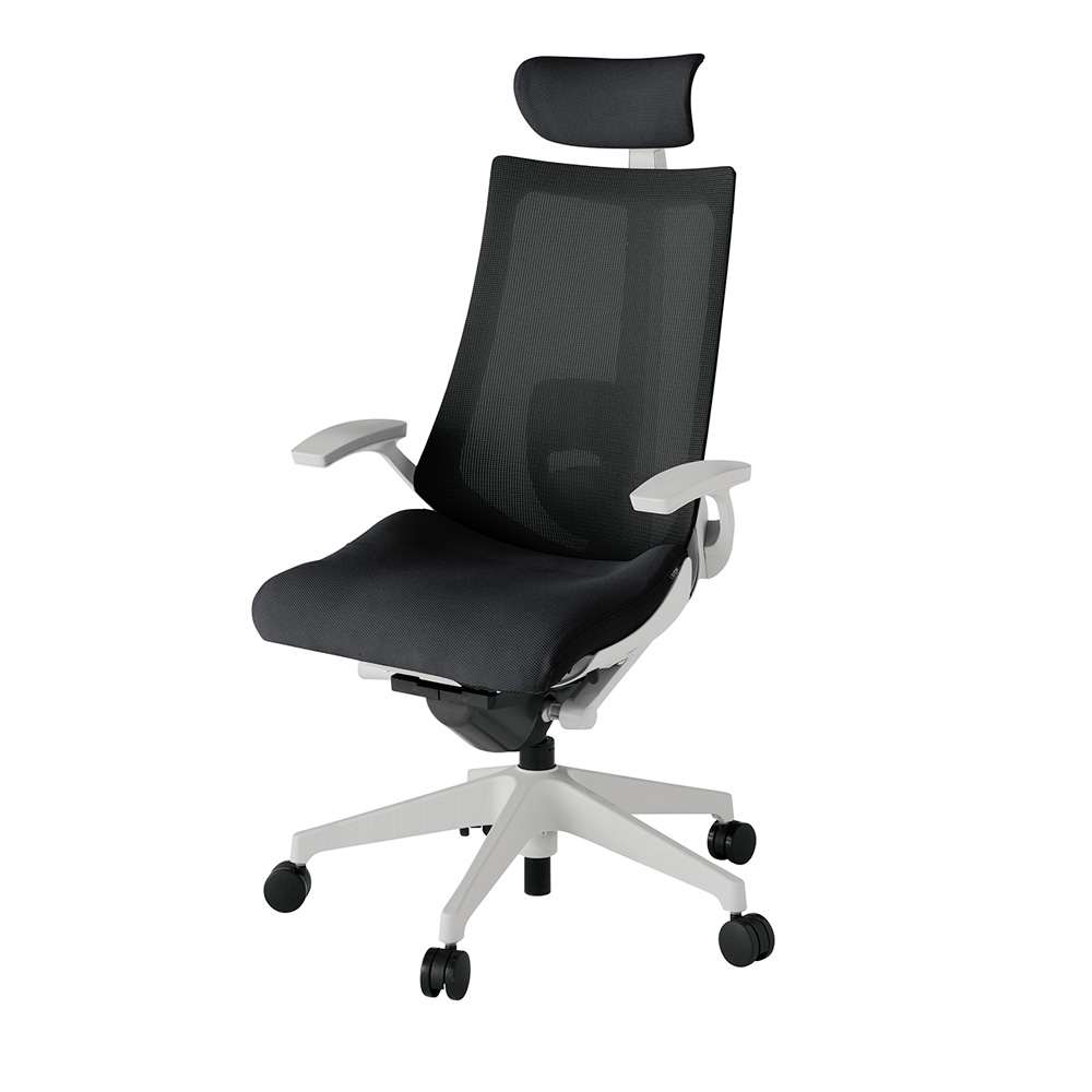 アクト2 KJ-455JVE-GNT1 メッシュバック プレーン ランバーサポート 固定肘 ヘッドサポート ( クロス ) ナイロンキャスター[ ベースカラー: GN 張地カラー: T1 / ブラック  ]