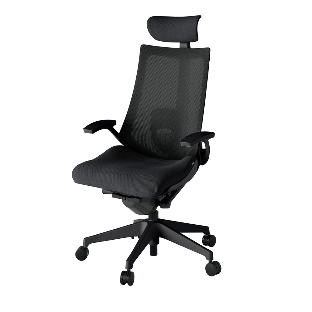 アクト2 KJ-455JVE-T1T1 メッシュバック プレーン ランバーサポート 固定肘 ヘッドサポート ( クロス ) ナイロンキャスター[ ベースカラー: T1 張地カラー: T1 / ブラック  ]