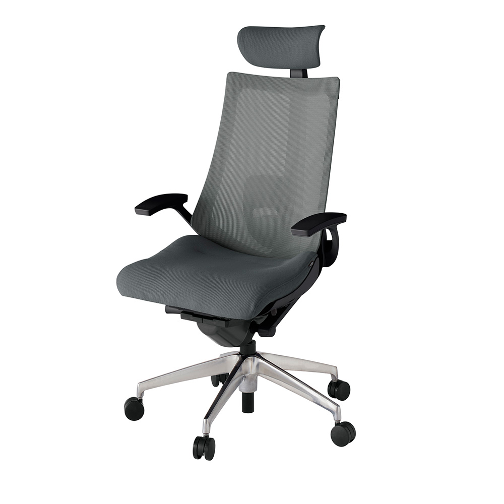 アクト2 KJ-455JVE-ZTC3 メッシュバック プレーン ランバーサポート 固定肘 ヘッドサポート ( クロス ) ナイロンキャスター[ ベースカラー: ZT 張地カラー: C3 / ダークグレー  ]