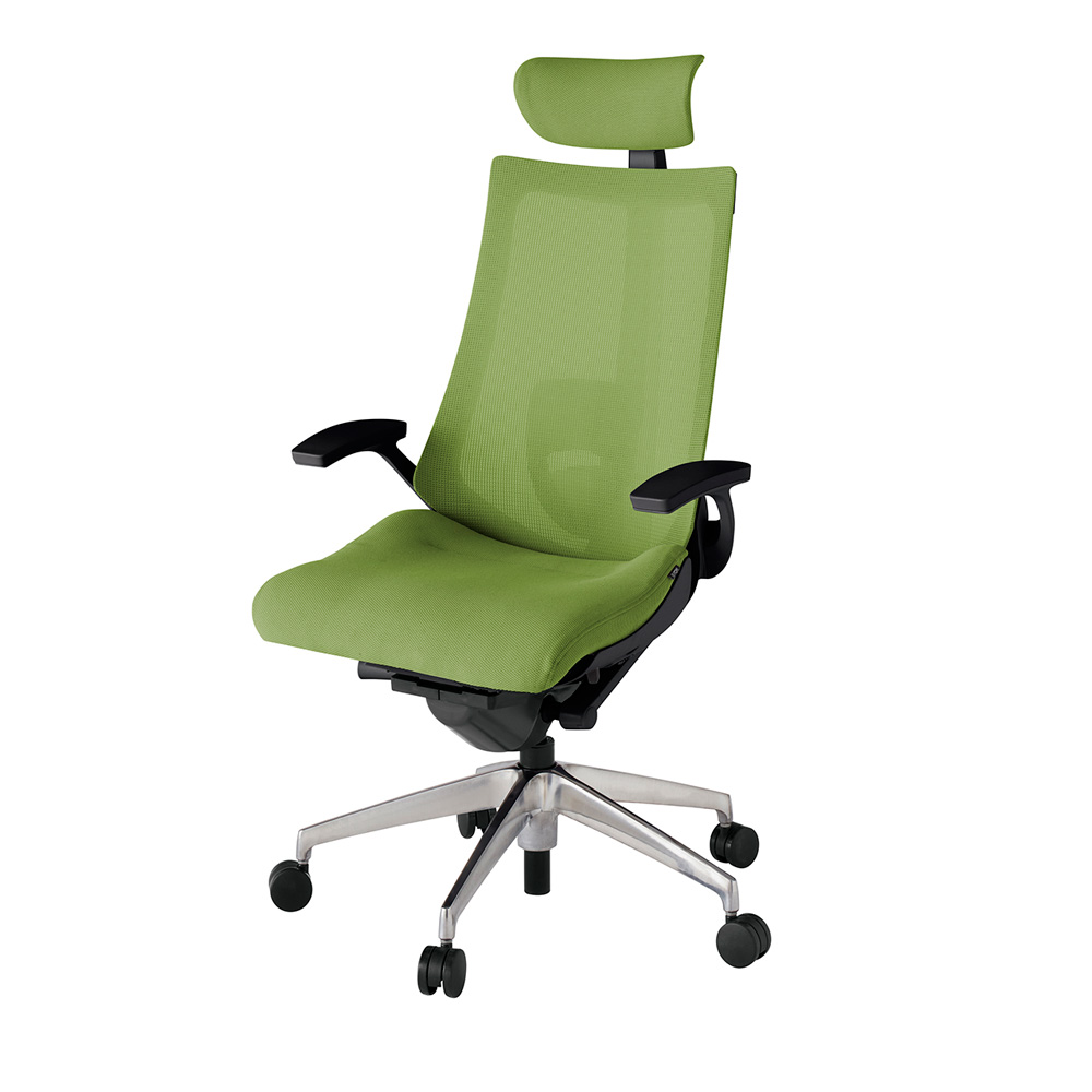 アクト2 KJ-455JVE-ZTQ7 メッシュバック プレーン ランバーサポート 固定肘 ヘッドサポート ( クロス ) ナイロンキャスター[ ベースカラー: ZT 張地カラー: Q7 / グラスグリーン  ]