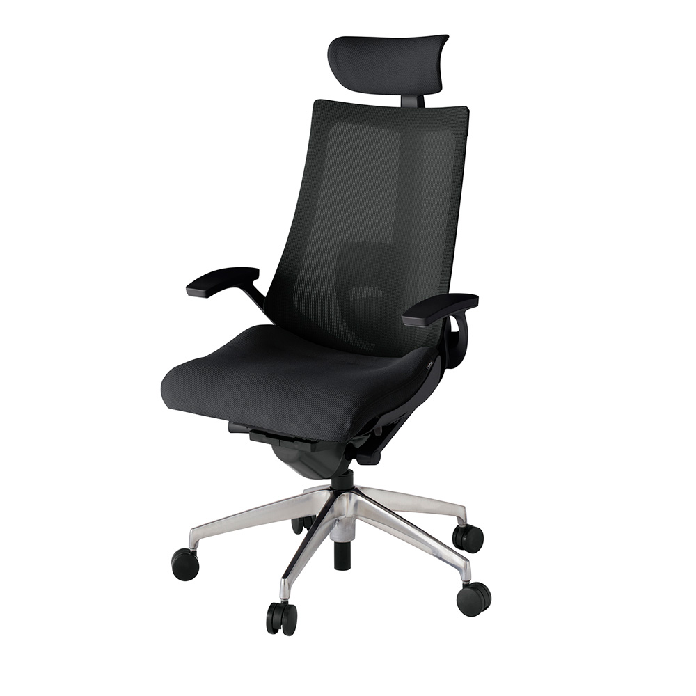 アクト2 KJ-455JVE-ZTT1 メッシュバック プレーン ランバーサポート 固定肘 ヘッドサポート ( クロス ) ナイロンキャスター[ ベースカラー: ZT 張地カラー: T1 / ブラック  ]