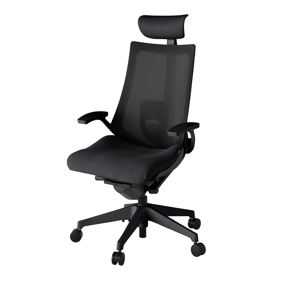 アクト2 KJ-455JVF-T1T1 メッシュバック プレーン ランバーサポート 固定肘 ヘッドサポート ( ビニール ) ナイロンキャスター[ ベースカラー: T1 張地カラー: T1 / ブラック  ]
