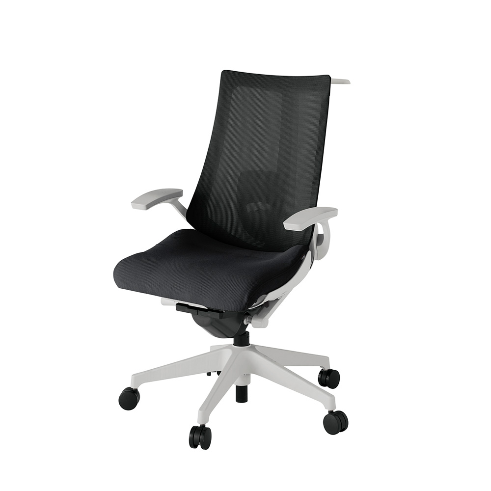 アクト2 KJ-455JVH-GNT1 メッシュバック プレーン ランバーサポート 固定肘 ハンガーナイロンキャスター[ ベースカラー: GN 張地カラー: T1 / ブラック  ]