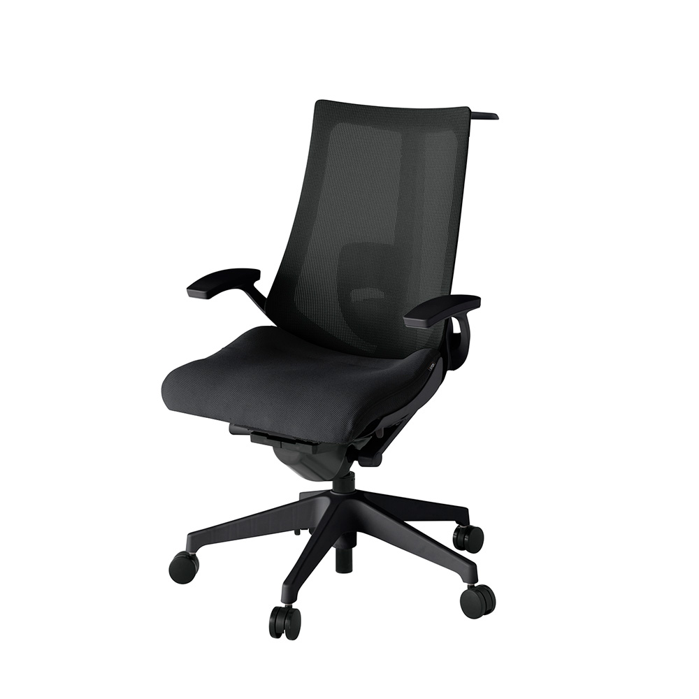 アクト2 KJ-455JVH-T1T1 メッシュバック プレーン ランバーサポート 固定肘 ハンガーナイロンキャスター[ ベースカラー: T1 張地カラー: T1 / ブラック  ]