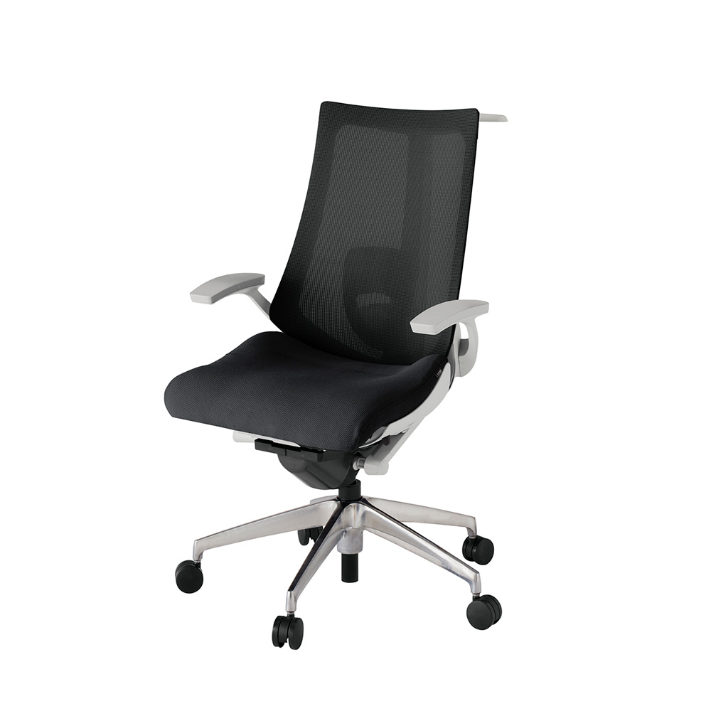 アクト2 KJ-455JVH-ZNT1 メッシュバック プレーン ランバーサポート 固定肘 ハンガーナイロンキャスター[ ベースカラー: ZN 張地カラー: T1 / ブラック  ]