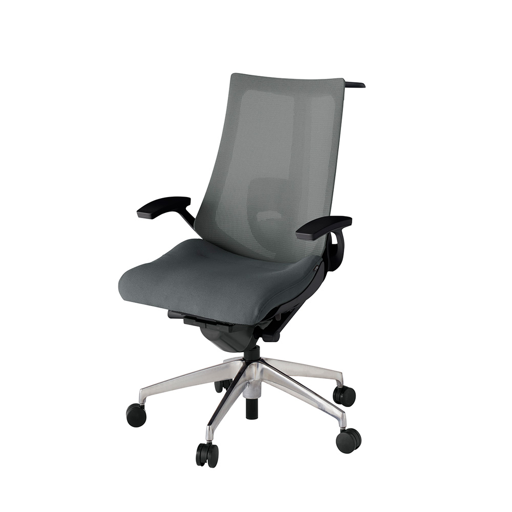 アクト2 KJ-455JVH-ZTC3 メッシュバック プレーン ランバーサポート 固定肘 ハンガーナイロンキャスター[ ベースカラー: ZT 張地カラー: C3 / ダークグレー  ]