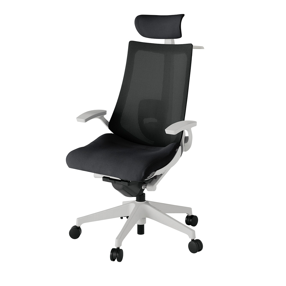 アクト2 KJ-455JVX-GNT1 メッシュバック プレーン ランバーサポート 固定肘 ヘッドサポート ( クロス ) ハンガー ナイロンキャスター[ ベースカラー: GN 張地カラー: T1 / ブラック  ]